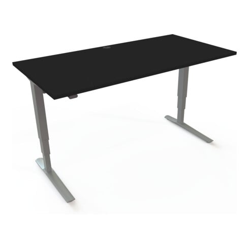 STIER Elektrisch Höhenverstellbarer Schreibtisch 501-43 160 x 80 cm Schwarz/Silber 65-125 cm