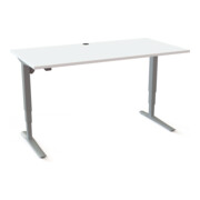 STIER Elektrisch höhenverstellbarer Schreibtisch 501-43 160 x 80cm Weiß/Silber 65-125cm-1