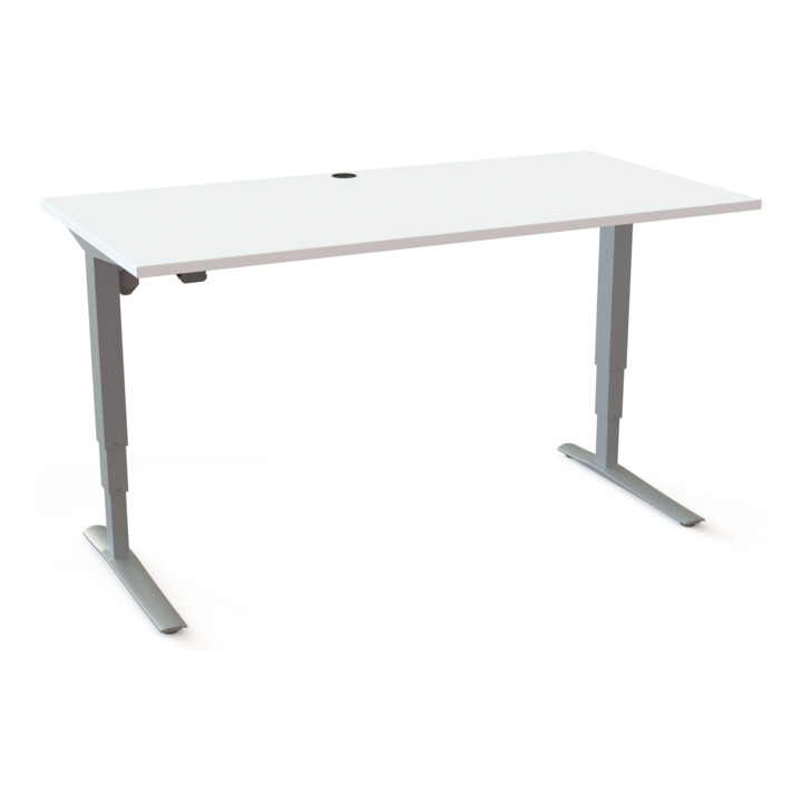 STIER Elektrisch höhenverstellbarer Schreibtisch 501-43 160 x 80cm Weiß/Silber 65-125cm