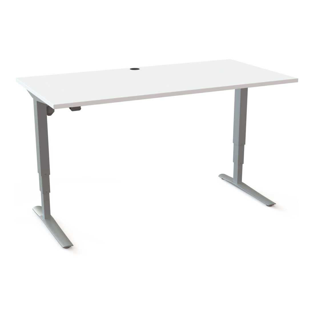 STIER Elektrisch höhenverstellbarer Schreibtisch 501-43 160 x 80cm Weiß/Silber 65-125cm
