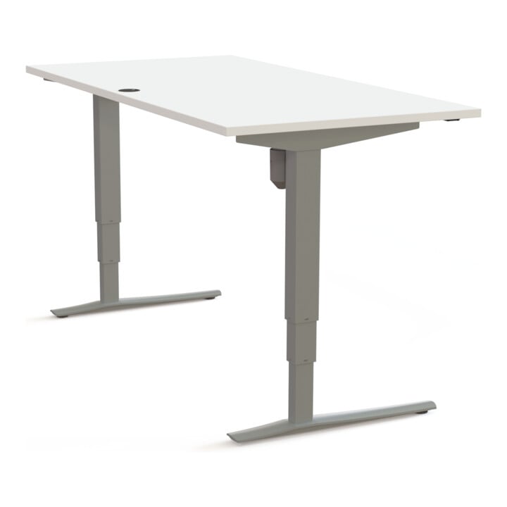 STIER Elektrisch höhenverstellbarer Schreibtisch 501-43 160 x 80cm Weiß/Silber 65-125cm