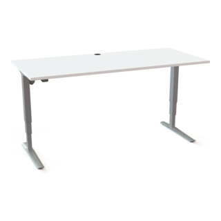 STIER Elektrisch höhenverstellbarer Schreibtisch 501-43 180 x 80cm Weiß/Silber 65-125cm