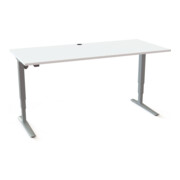 STIER Elektrisch höhenverstellbarer Schreibtisch 501-43 180 x 80cm Weiß/Silber 65-125cm-1