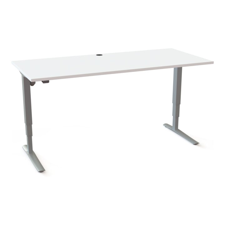 STIER Elektrisch höhenverstellbarer Schreibtisch 501-43 180 x 80cm Weiß/Silber 65-125cm