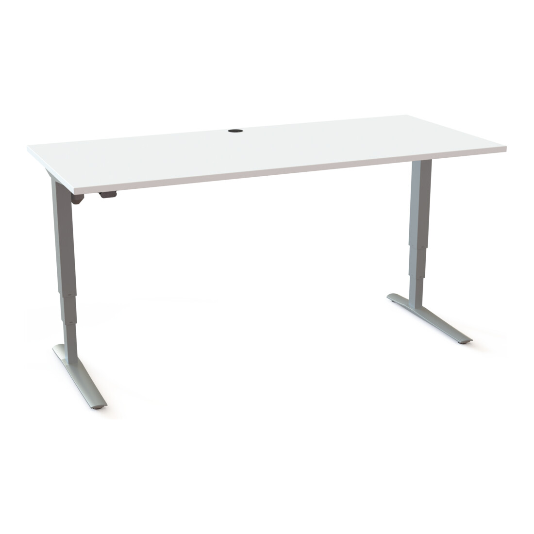 STIER Elektrisch höhenverstellbarer Schreibtisch 501-43 180 x 80cm Weiß/Silber 65-125cm