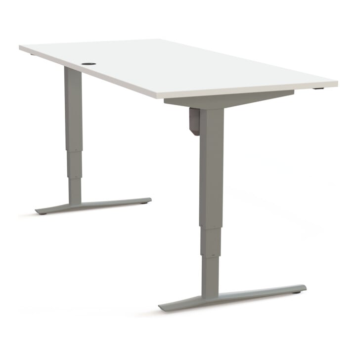 STIER Elektrisch höhenverstellbarer Schreibtisch 501-43 180 x 80cm Weiß/Silber 65-125cm