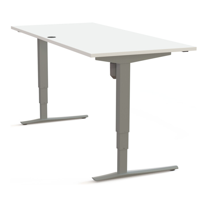 STIER Elektrisch höhenverstellbarer Schreibtisch 501-43 180 x 80cm Weiß/Silber 65-125cm
