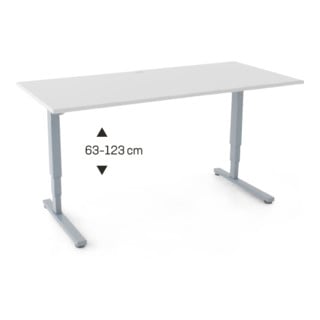 STIER Elektrisch höhenverstellbarer Schreibtisch 501-53 Doppel-Teleskop Weiß mel. 63-123cm