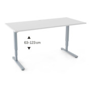 STIER Elektrisch Höhenverstellbarer Schreibtisch Doppel-Teleskop Grau mel. 63-123cm 80cm tief