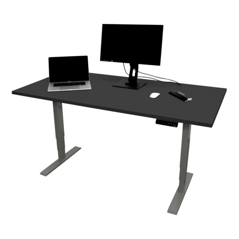 STIER Elektrisch höhenverstellbarer Schreibtisch THA 120x80cm schwarz/schwarz