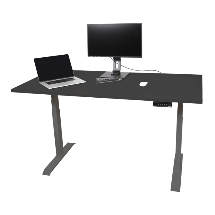 STIER Elektrisch höhenverstellbarer Schreibtisch TSR 120x80cm schwarz/schwarz