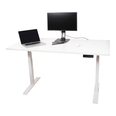 STIER Elektrisch höhenverstellbarer Schreibtisch TSR weiß/weiß