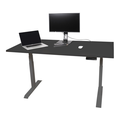 STIER Elektrisch höhenverstellbarer Schreibtisch TSR 160x80cm schwarz/schwarz
