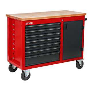 STIER Établi mobile, 7 tiroirs, 1 porte, 300kg, HxLxP 925x1120x520mm