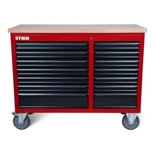 STIER Établi mobile XXL vide, 2 colonnes, 14 tiroirs, 300kg, 930x1150x520mm