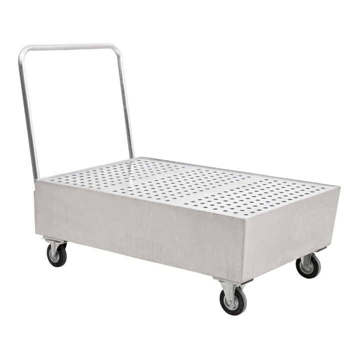 STIER Fahrbare Auffangwanne verzinkt für 2x200l Fässer 1200x800x1116mm
