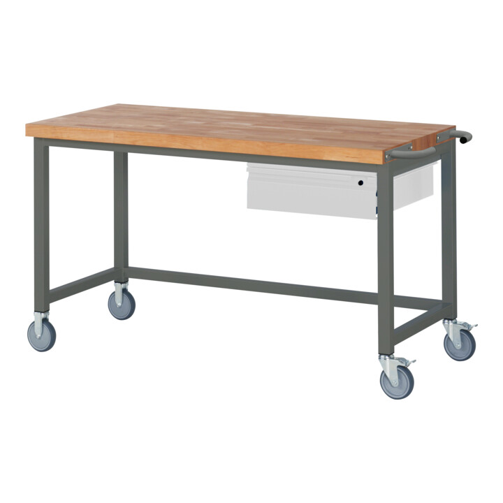 Set STIER Fahrbare Werkbank Premium mit 1 Schublade BxTxH 1500x700x880 mm +...