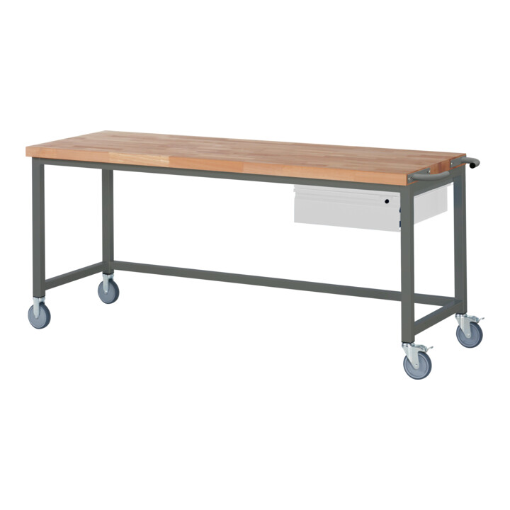 Set STIER Fahrbare Werkbank Premium mit 1 Schublade BxTxH 2000x700x880 mm +...