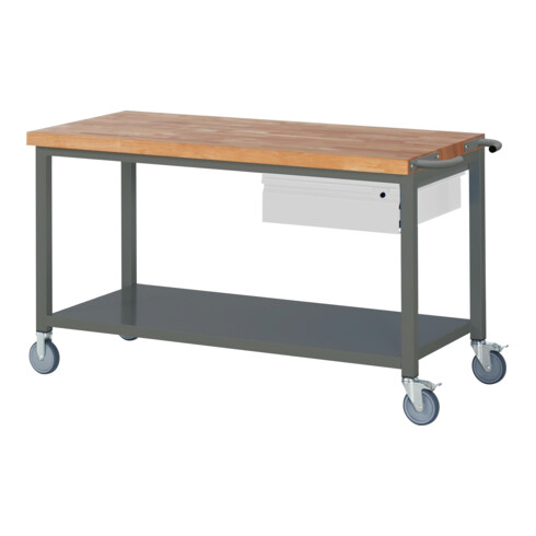 STIER Fahrbare Werkbank Premium mit 1 Schublade und Ablageboden BxTxH 1500x700x880 mm