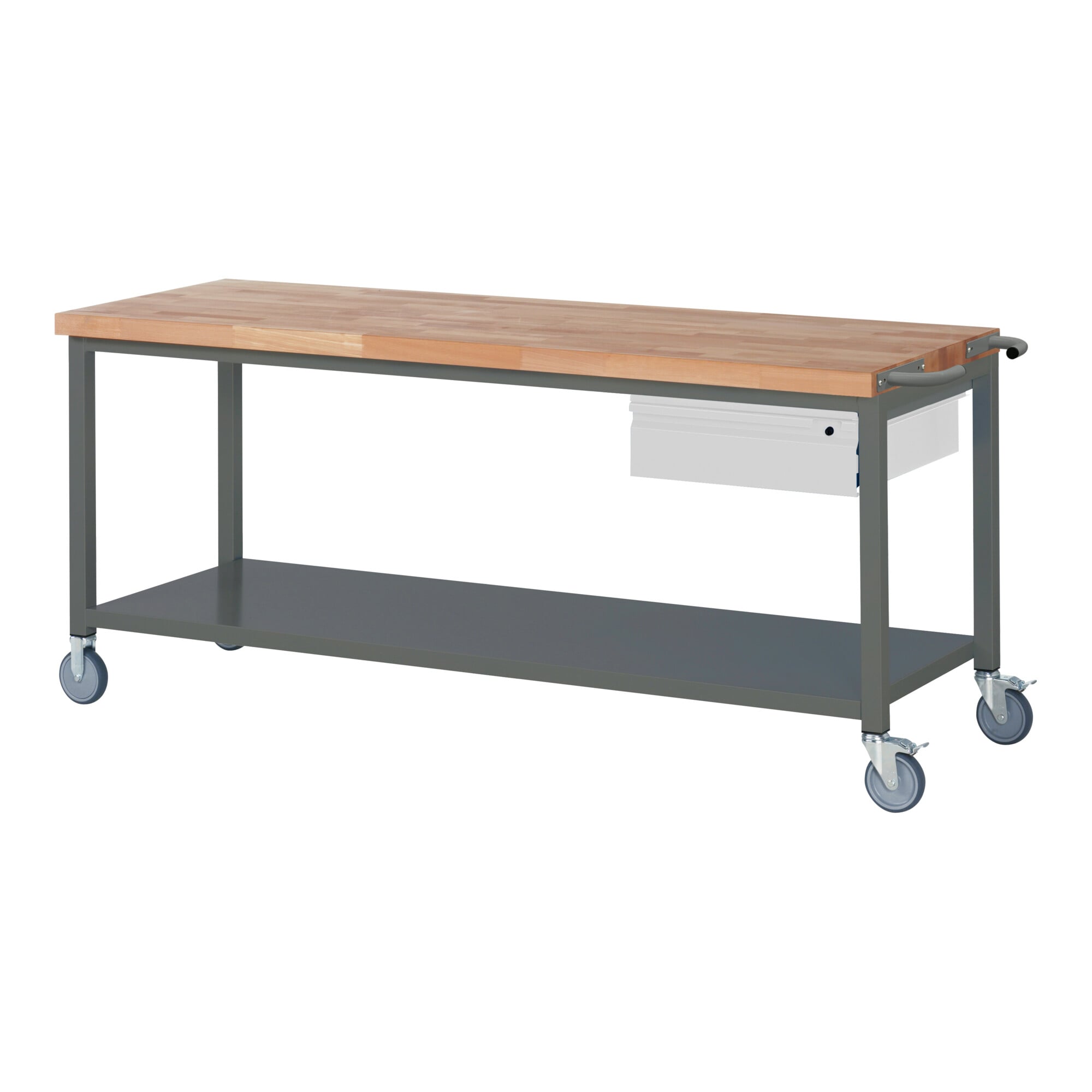 STIER Fahrbare Werkbank Premium mit 1 Schublade und Ablageboden BxTxH 2000x700x880 mm
