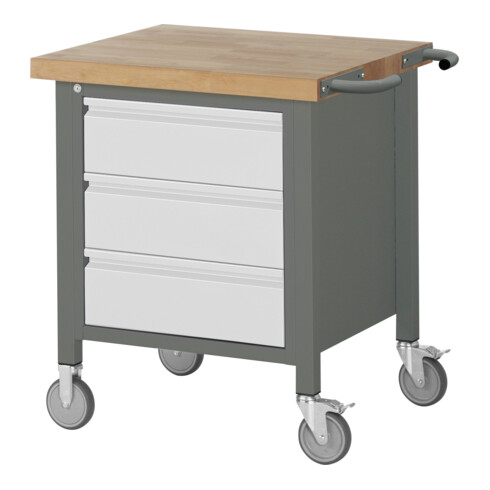 STIER Fahrbare Werkbank Premium mit 3 Schubladen BxTxH 750x700x880mm