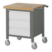 STIER Fahrbare Werkbank Premium mit 3 Schubladen BxTxH 750x700x880mm
