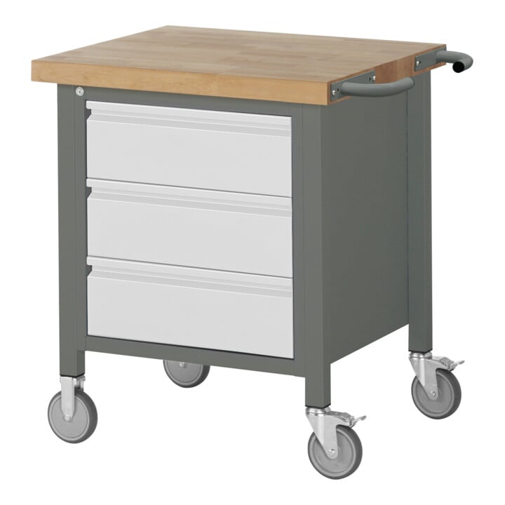 Set STIER Fahrbare Werkbank Premium mit 3 Schubladen BxTxH 750x700x880mm +...
