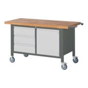STIER Fahrbare Werkbank Premium mit 3 Schubladen und 1 Flügeltür BxTxH 1500x700x880 mm