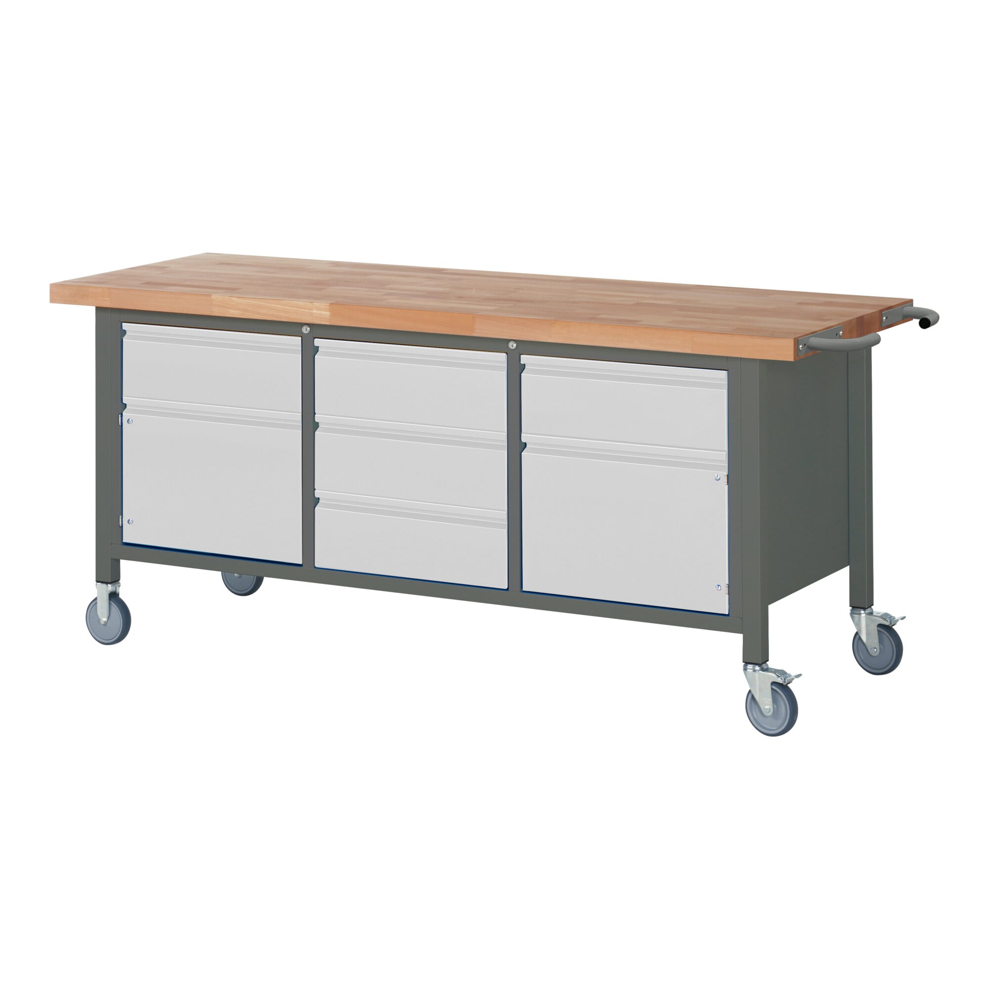 STIER Fahrbare Werkbank Premium mit 5 Schubladen und 2 Flügeltüren BxTxH 2000x700x880mm
