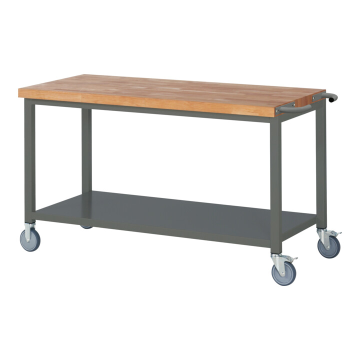 Set STIER Fahrbare Werkbank Premium mit Ablageboden BxTxH 1500x700x880 mm +...