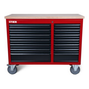 STIER Fahrbare Werkbank XXL, doppelt mit 14 Schubladen, leer