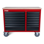 STIER Fahrbare Werkbank XXL leer, 2-spaltig, 14 Schubl., 300kg, 930x1150x520mm