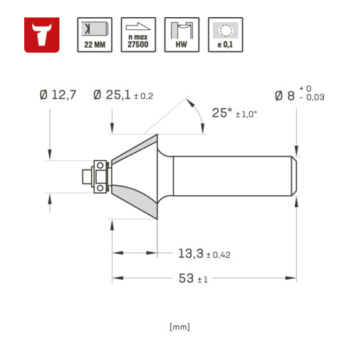 STIER Fasefräser mit Kugellager, HM