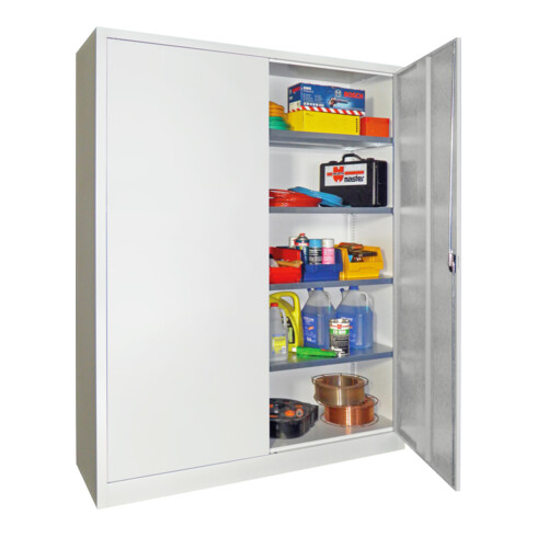 Stier Flügeltürenschrank, 1950x1500x500 mm, 4 Böden verzinkt, RAL 7035