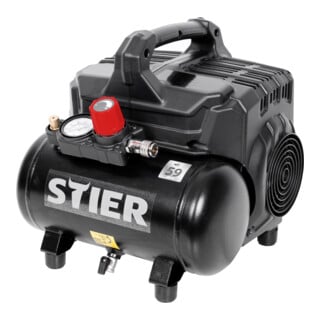 STIER Flüsterkompressor 59 dB(A) | 105 l/min | 8 bar | 6 l | ölfrei