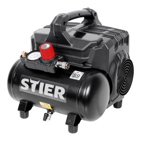 STIER Flüsterkompressor 59 dB(A) | 105 l/min | 8 bar | 6 l | ölfrei