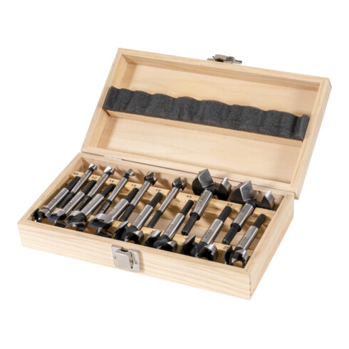 STIER Forstnerbohrer-Set in Holz-Kasette, 15-teilig