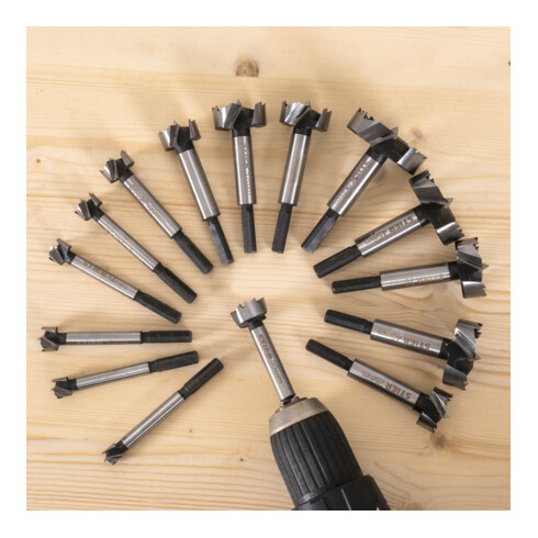 STIER Forstnerbohrer-Set in Holz-Kasette, 15-teilig