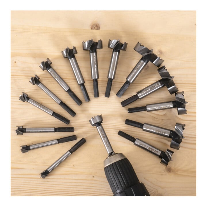 STIER Forstnerbohrer-Set in Holz-Kasette, 15-teilig