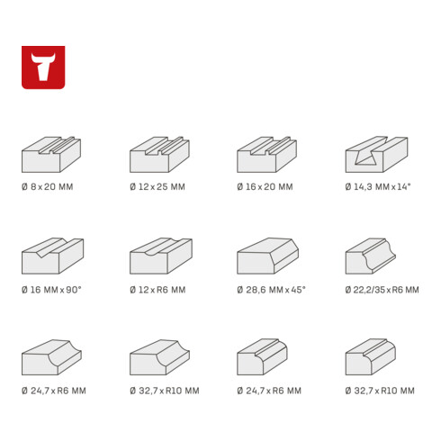 STIER freesassortiment 12-delig 8 mm