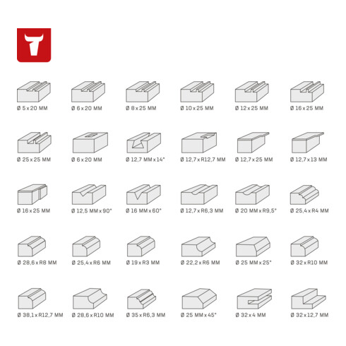STIER freesassortiment 30-delig 8 mm in vitrine