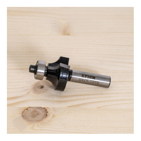 STIER Fresa per arrotondare con cuscinetti a sfera HM (HW) ø 24,7 mm ø codolo 8 mm