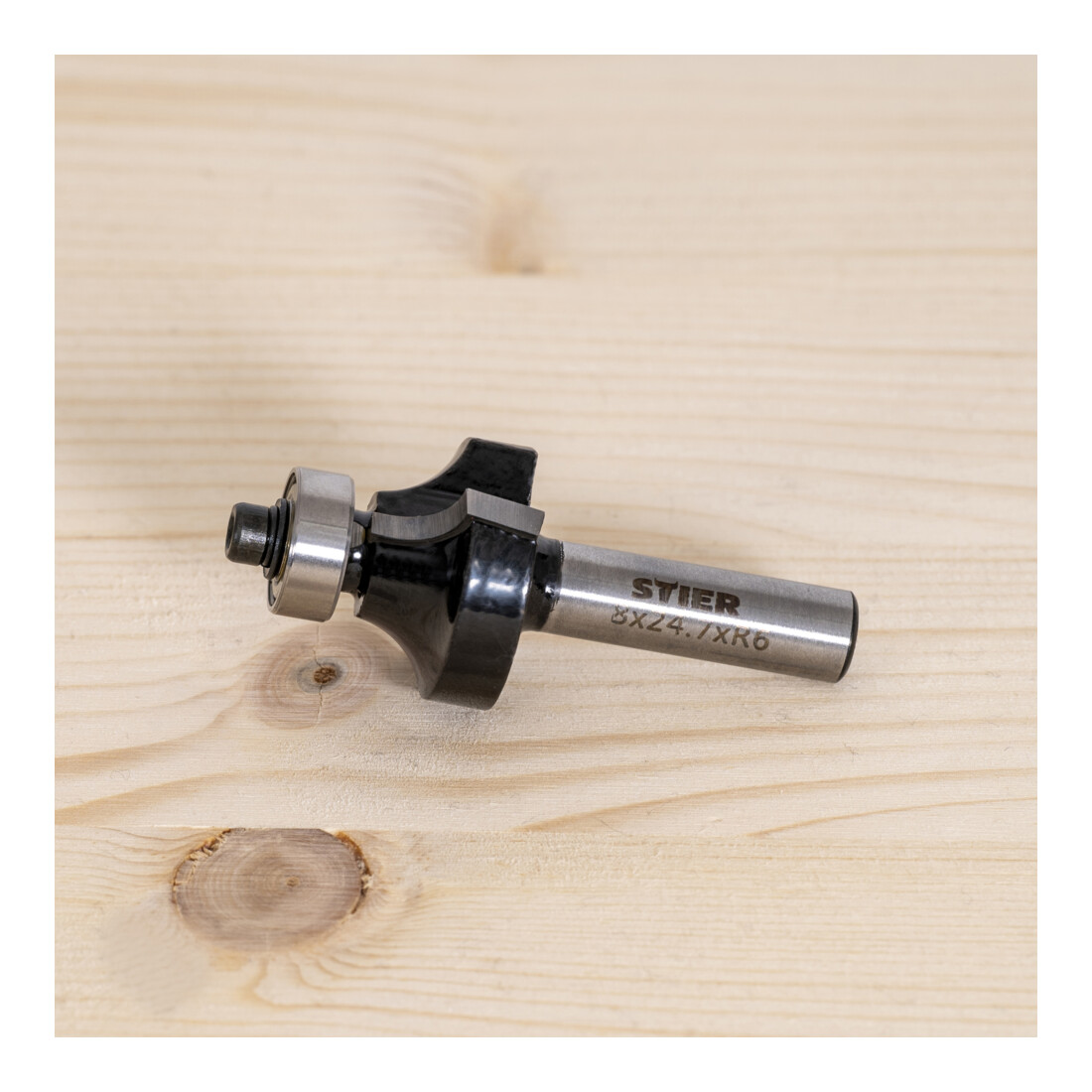 STIER Fresa per arrotondare con cuscinetti a sfera HM (HW) ø 24,7 mm ø codolo 8 mm
