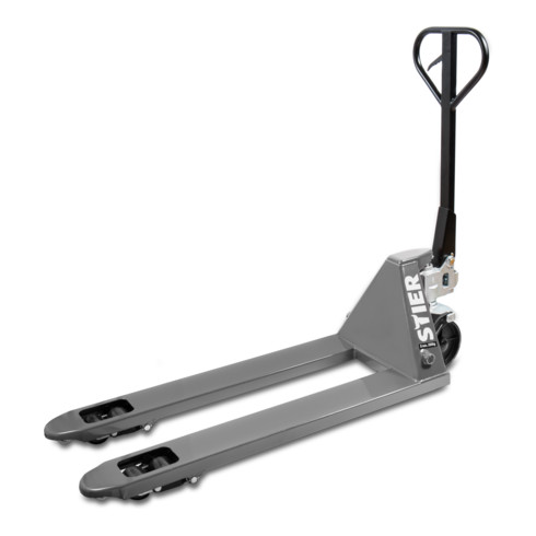 STIER Gabelhubwagen Tragkraft 2500kg Gabellänge 1150mm Nylon-Reifen grau
