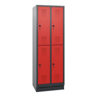Stier Garderobenschrank doppelstöckig 1800x500mm, Anthrazitgrau/Rot