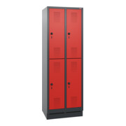 Stier Garderobenschrank doppelstöckig 1800x500mm, Anthrazitgrau/Rot-2