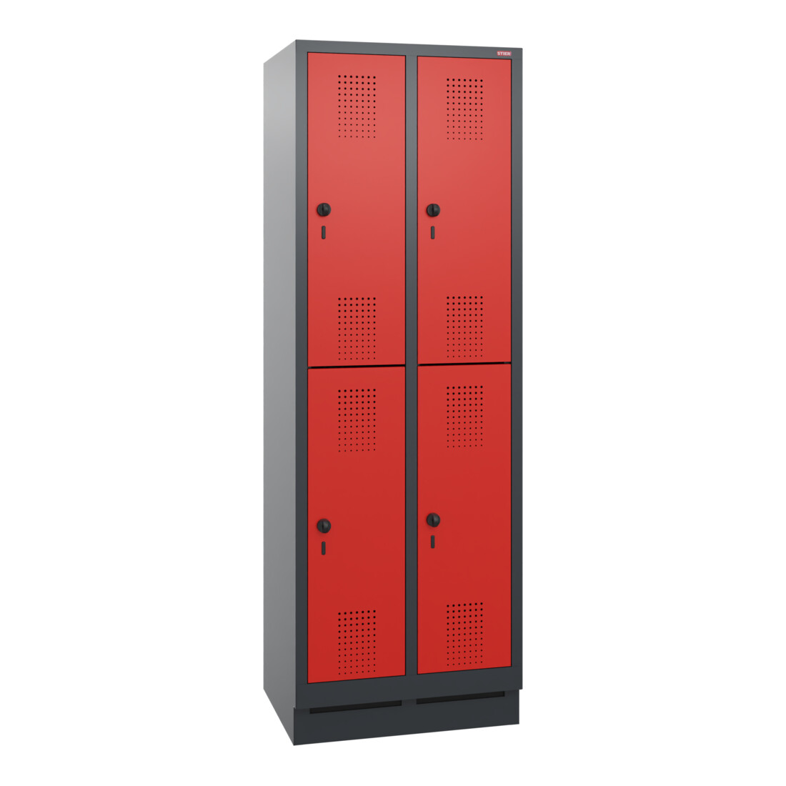 Stier Garderobenschrank doppelstöckig 1800x500mm, Anthrazitgrau/Rot