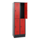 STIER Garderobenschrank doppelstöckig 1800 x 610 x 500mm 2 Abteile Anthrazitgrau/Rot