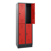 Stier Garderobenschrank doppelstöckig 1800x500mm, Anthrazitgrau/Rot-5