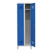 STIER Garderobenspind Premium mit Füßen 2 Abteile Drehriegel lichtgrau/enzianblau-3